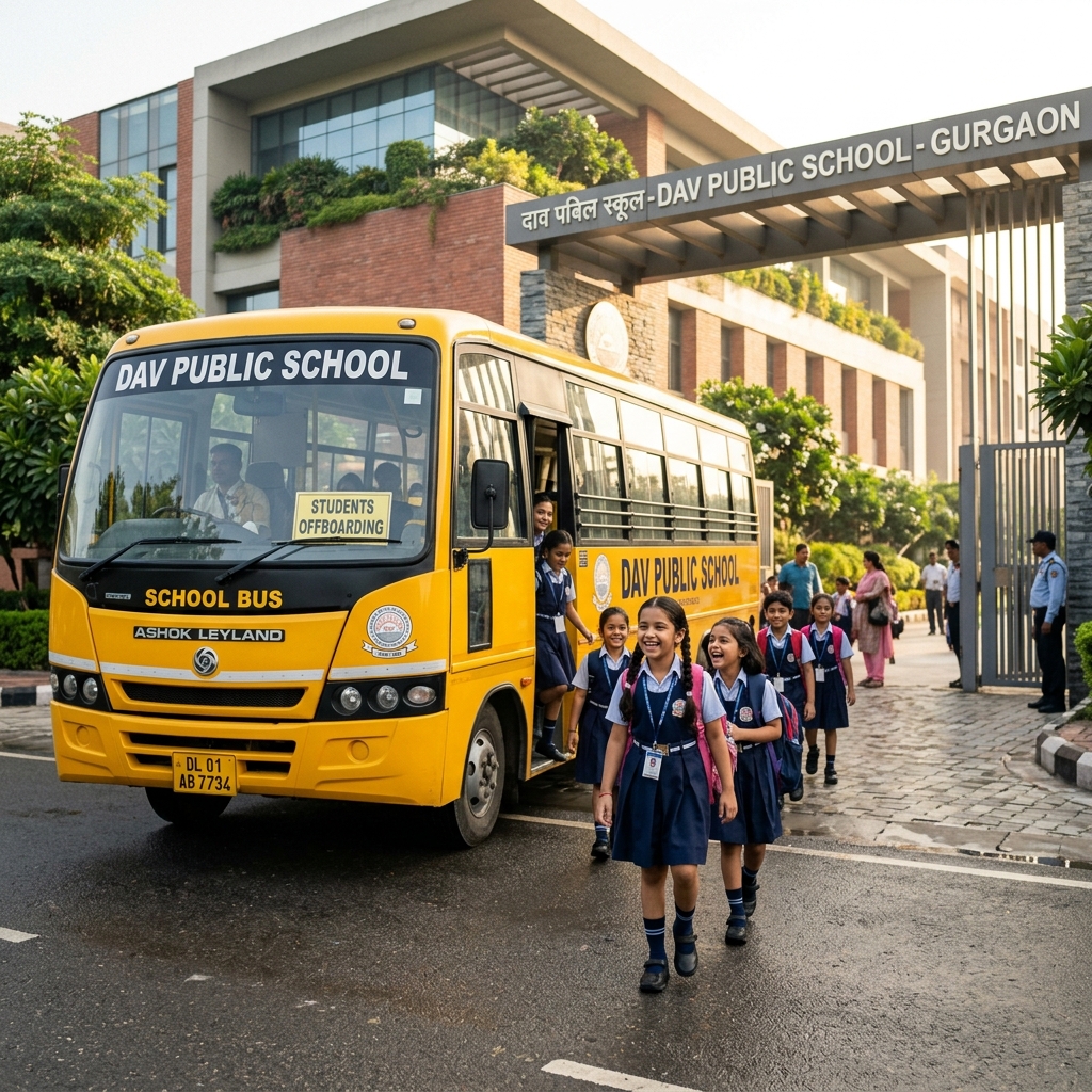 Indian students arriving at school